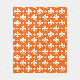 Oranje achtergrond Fleur-de-lis Patroonontwerp Fleece Deken