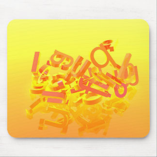 Oranje achtergrond met letters muismat