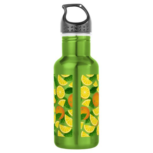 Oranje achtergrond waterfles  (Achterkant)