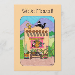 Oranje Adobe House & Cats Moving Announement Aankondiging