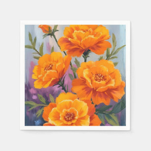 Oranje Afrikanen Oktober Bloem Waterverf Servet