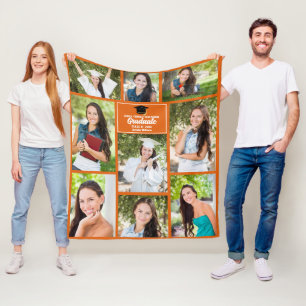 Oranje Afstuderen Foto Collage Aangepast Afstudere Fleece Deken