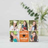 Oranje Afstuderen Foto Collage Modern Afstuderen Briefkaart (Staand voorkant)