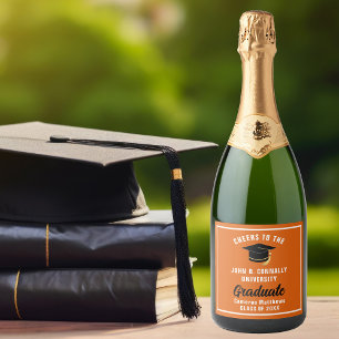 Oranje Afstuderen Personalised 2025 Graduation Par Sparkling Wijnetiket