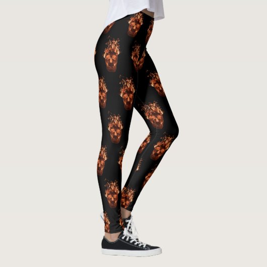 Oranje afvoeringen tegen de schedel leggings (Rechts)