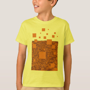 Oranje Alert Squares Pattern Brown Float Mesh T-shirt