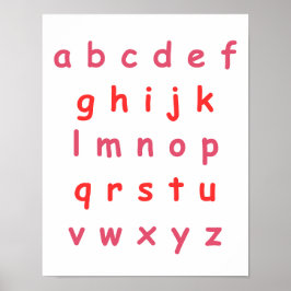 Oranje alfabet kleine letters leraar Kind kamer Poster