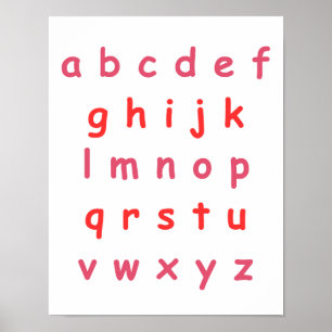 Oranje alfabet kleine letters leraar Kind kamer Poster