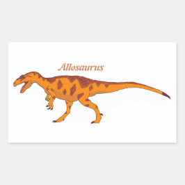 Oranje Allosaurus links Rechthoekige Sticker