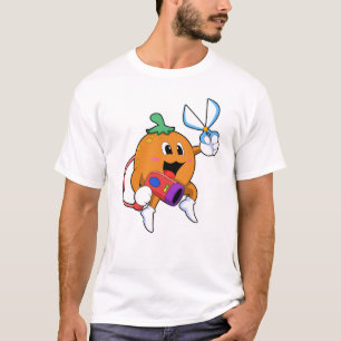 Oranje als hairdresser met schaar- en haardroger t-shirt