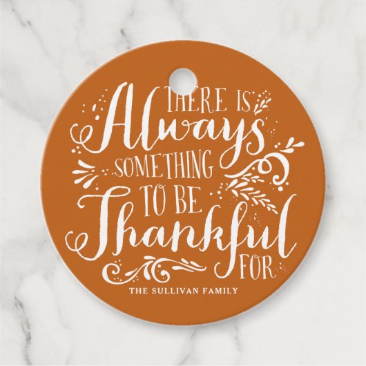 Oranje altijd dankbare quote Thanksgiving Bedankjes Labels (Voorkant)