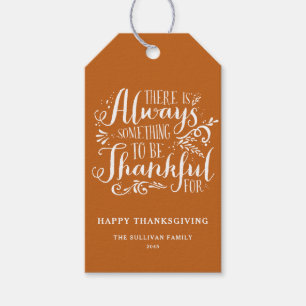Oranje altijd dankbare quote Thanksgiving Cadeaulabel