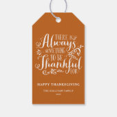 Oranje altijd dankbare quote Thanksgiving Cadeaulabel (Achterkant)