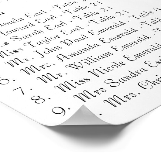 Oranje anjer Mason Jar Seating Chart Poster (Hoek)