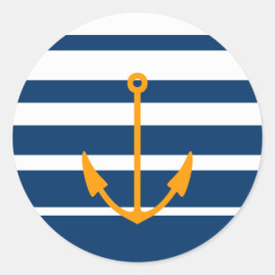 Oranje ankerstrepen met blauw-witte stickers