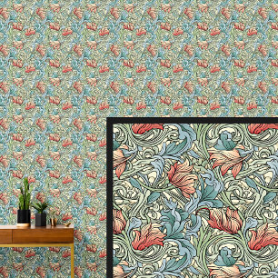 Oranje Aqua Blauwgroen Blauw Art Nouveau Behang