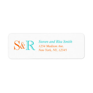 Oranje Aqua Two Monogram Return Address Labels
