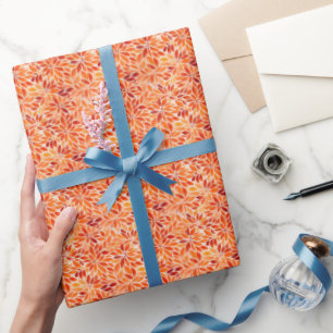 Oranje Aquarel Bloemen Cadeaupapier