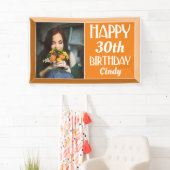 Oranje Art Deco 30th Photo Birthday Spandoek (Insitu)