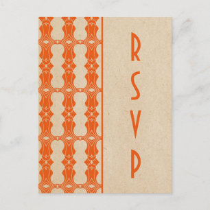 Oranje Art Deco Border RSVP Briefkaart