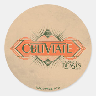Oranje Art Deco Obliviate Spell Grafisch Ronde Sticker