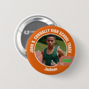 Oranje Atletiek Foto Middelbare scholier Ronde Button 5,7 Cm