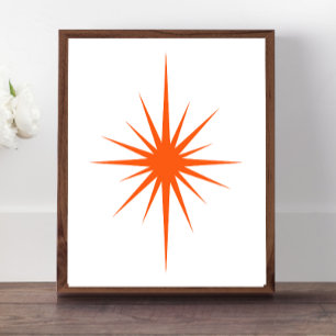 Oranje atomaire stervoudige explosie midcentury mo poster