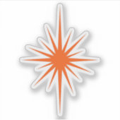 Oranje Atomic Starburst Mid Century Modern Sticker (Voorkant)