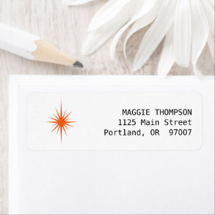 Oranje Atomic Starburst Retro Mid Century Etiket