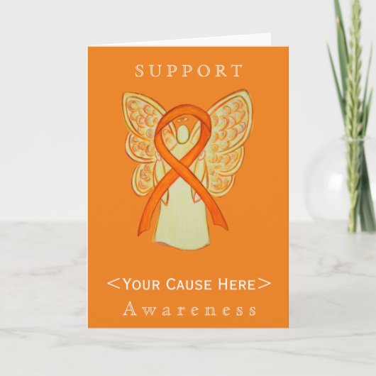 Oranje Awareness Ribbon Angel Gepersonaliseerd Car Kaart (Voorkant)
