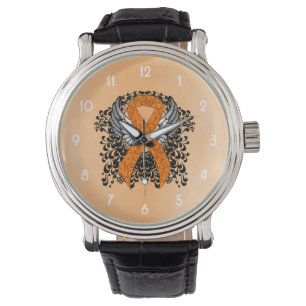 Oranje Awareness Ribbon met Wings Horloge