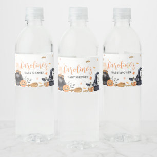 Oranje Baby brouwt Schattige Halloween Baby shower Waterfles Etiket