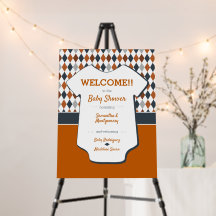 Oranje Baby shower Argyle verbrand