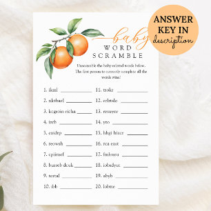 Oranje Baby shower Baby Woord Scramble spel