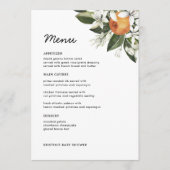 Oranje Baby shower Citrus Table Menu Kaarten (Voorkant)