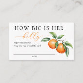 Oranje Baby shower Hoe groot is haar buikspel Informatiekaartje (Voorkant)