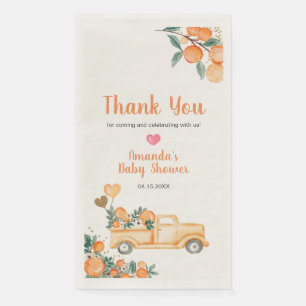 Oranje Baby shower met kleine coupjes Glitter Servet