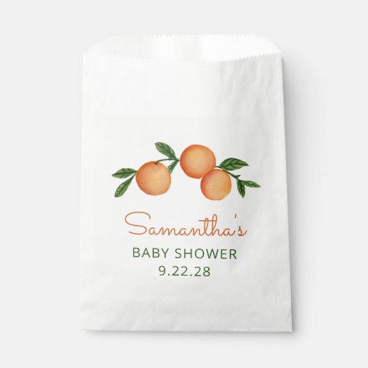 Oranje Baby shower van kleine cutie Citrus Bedankzakje (Voorkant)