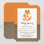 Oranje Baby shower voor Fox Burlap Kaart (Voorkant / Achterkant)