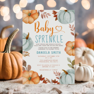 Oranje Baby Sprinkle Blue Pumpkin Herfst Baby show Kaart
