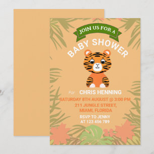 Oranje Baby Tijger Baby shower Kaart