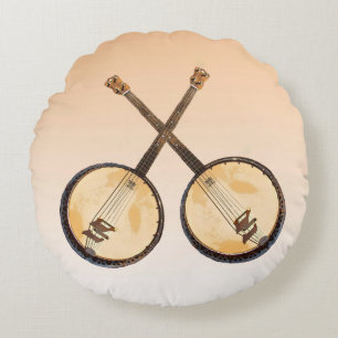Oranje banjo Music Instruments Round Pillow Rond Kussen