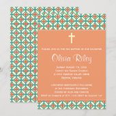 Oranje baptisme/Christening Invite Kaart (Voorkant / Achterkant)