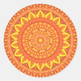Oranje basis Mandala Ronde Sticker