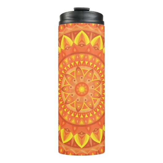 Oranje basis Mandala Thermosbeker (Voorkant)