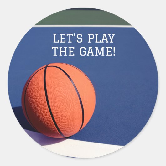 Oranje basketbal sport klassieke ronde sticker (Voorkant)