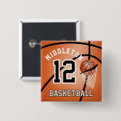 Oranje Basketball 🏀 en Hoop | DIY Text Button (Voorkant /achterkant)