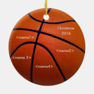 Oranje Basketball met namen Keramisch Ornament