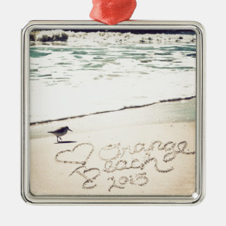 Oranje Beach Alabama Sandwriting Beach Waves Words Metalen Ornament