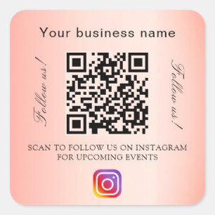 Oranje bedrijfsnaam qr code instagram vierkante sticker
